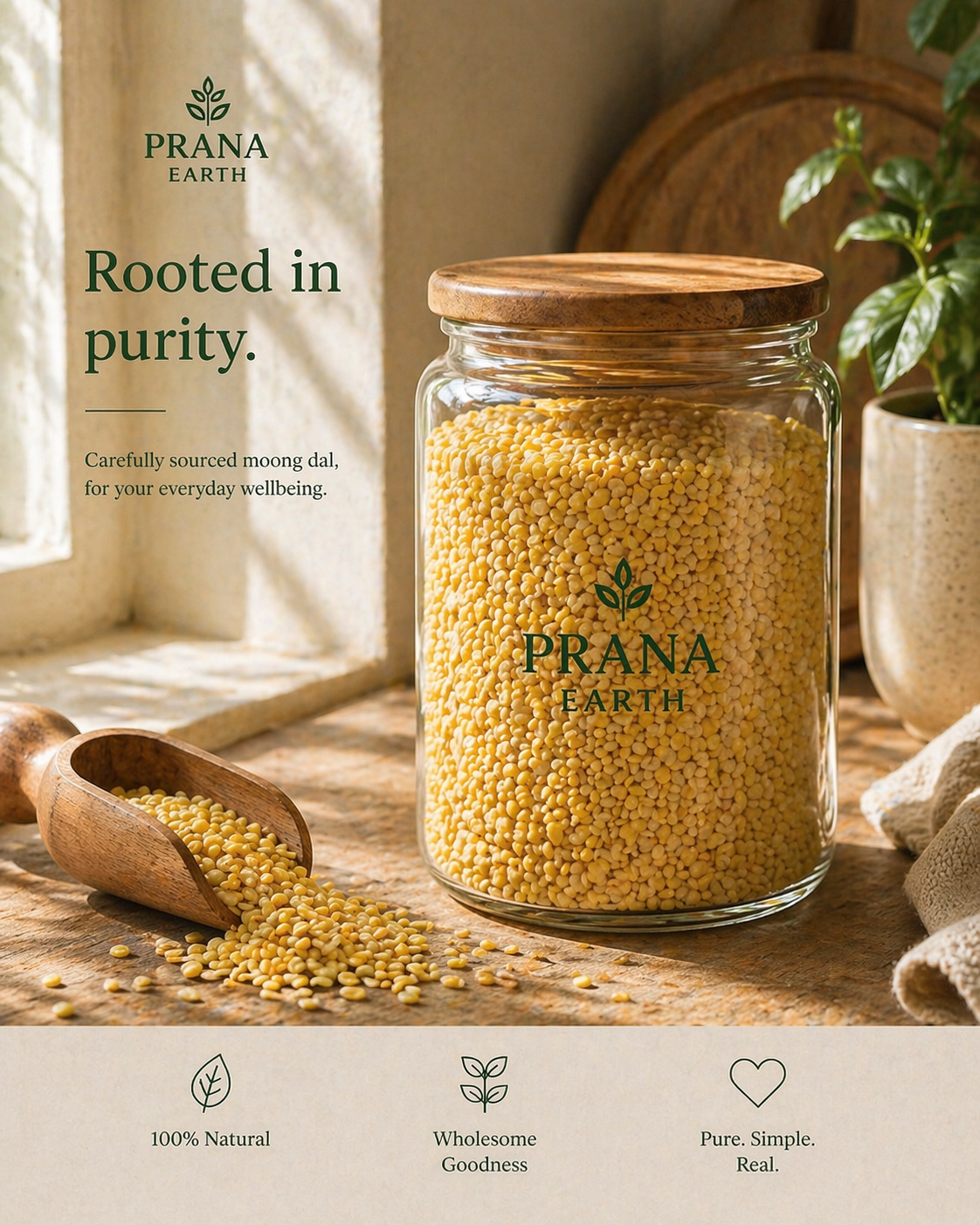 Prana Earth Split Yellow Moong Dal (Unpolished)